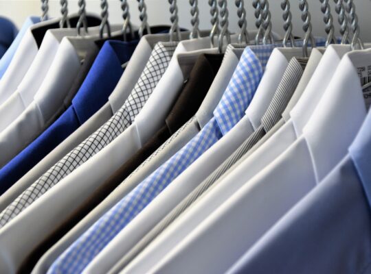 hanged assorted-color dress shirts